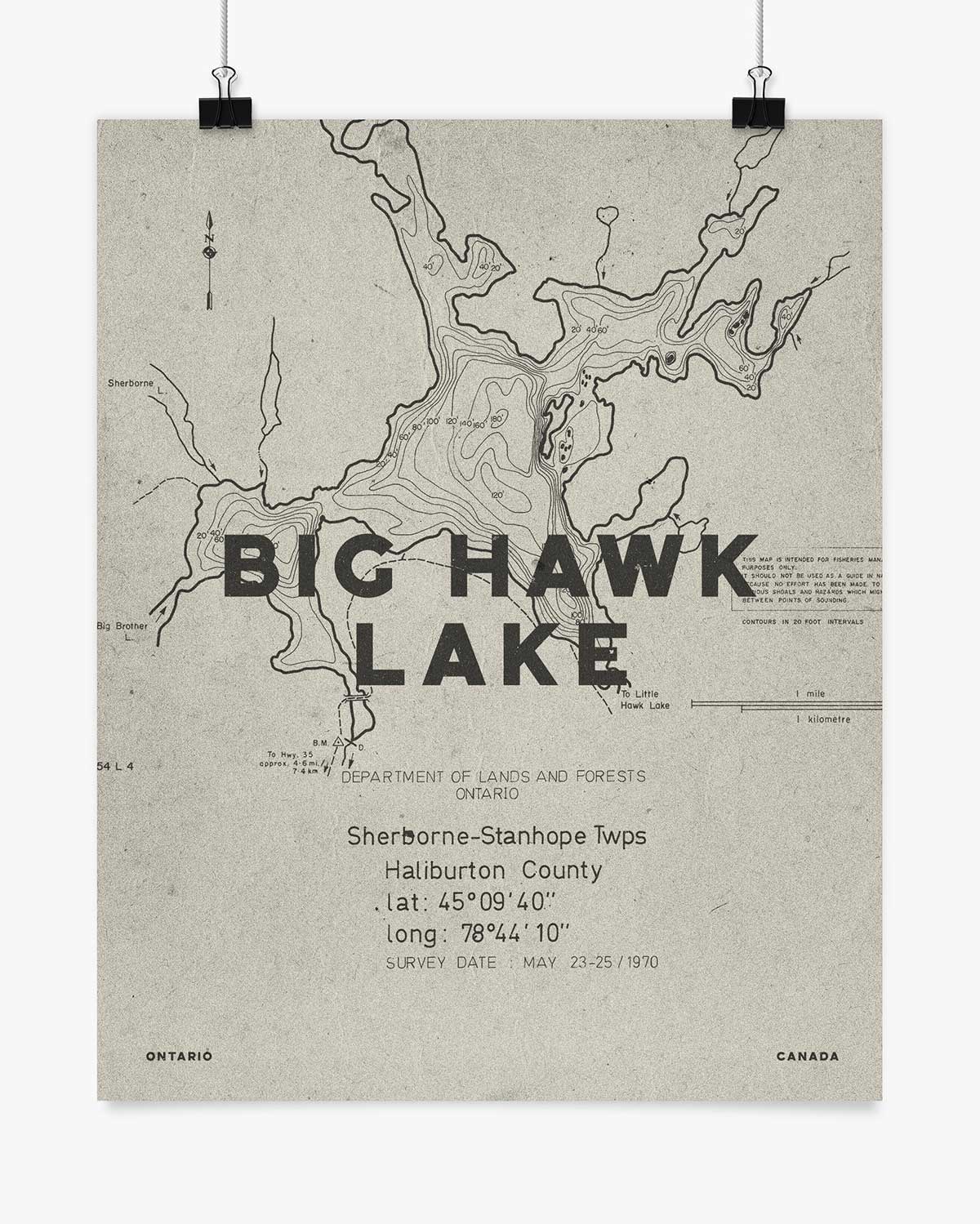 Lake Contours - Big Hawk Lake - Wall Art
