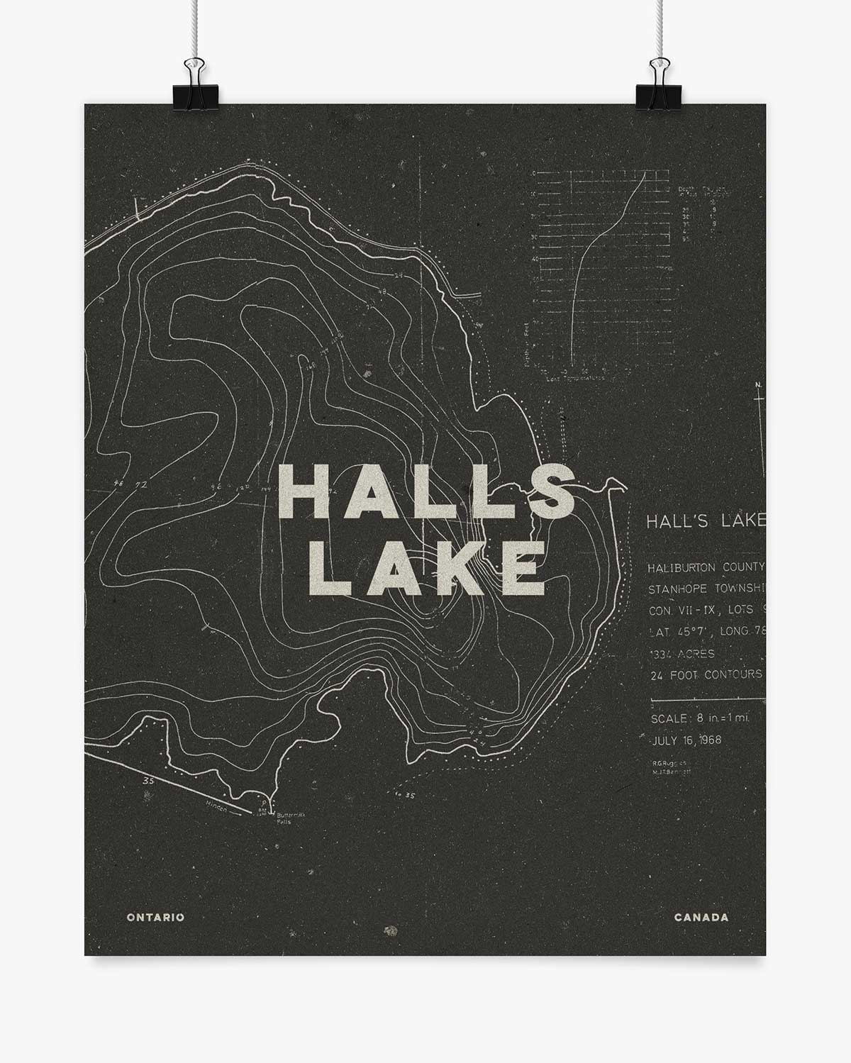 Lake Contours - Halls Lake - Wall Art
