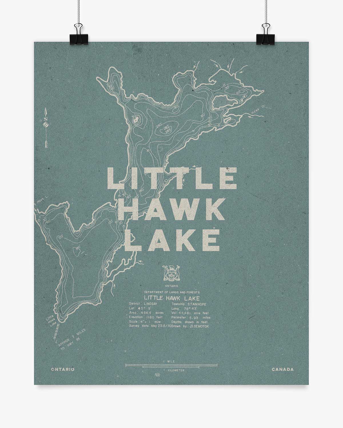 Lake Contours - Little Hawk Lake - Wall Art